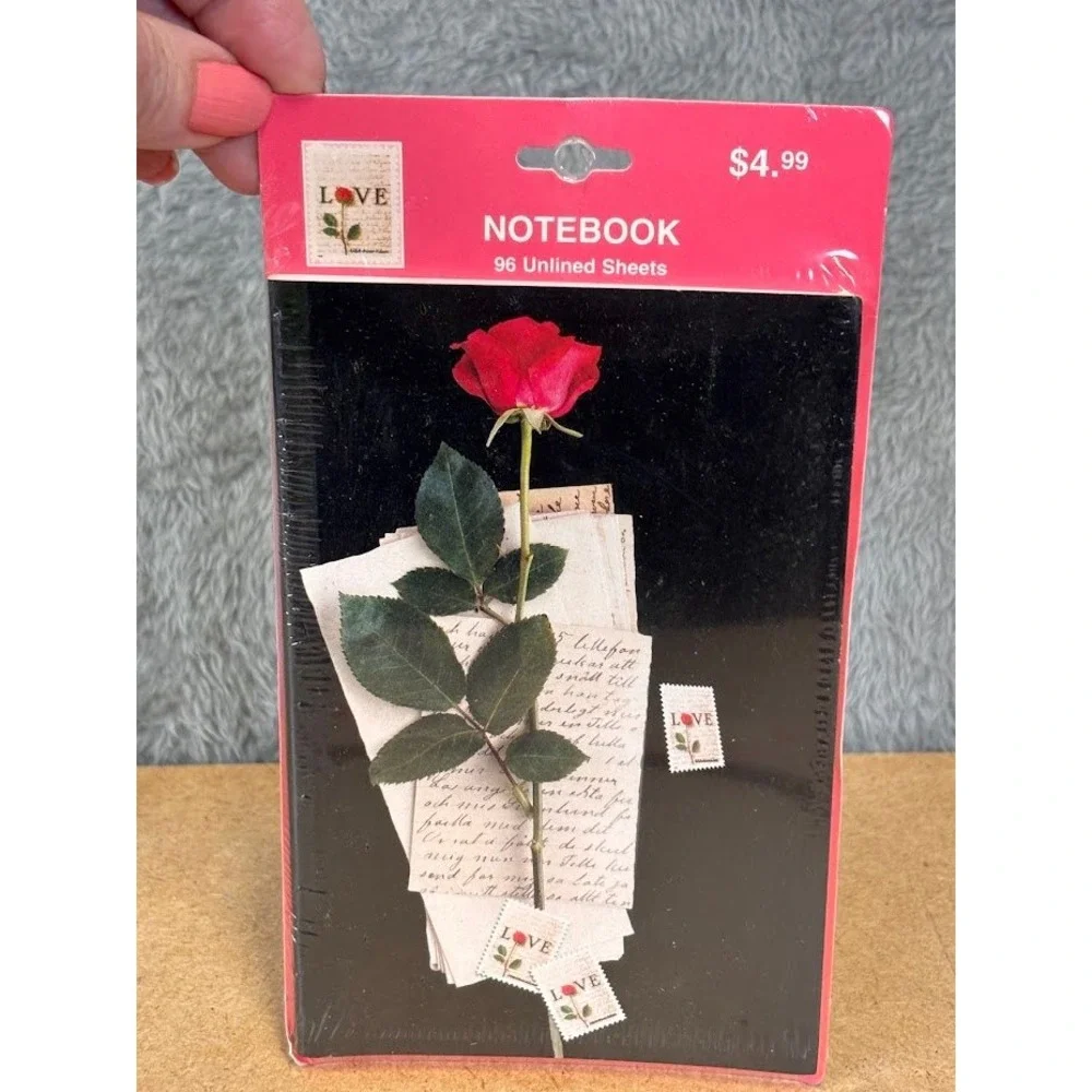 Vintage 2000‎ Ensemble Hallmark USPS Love Stamp Rose Notebook 96 Unlined Sheets